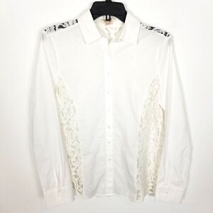 Sundance Women Enliven Lace Button Down Top Size XS White Blouse Romantic